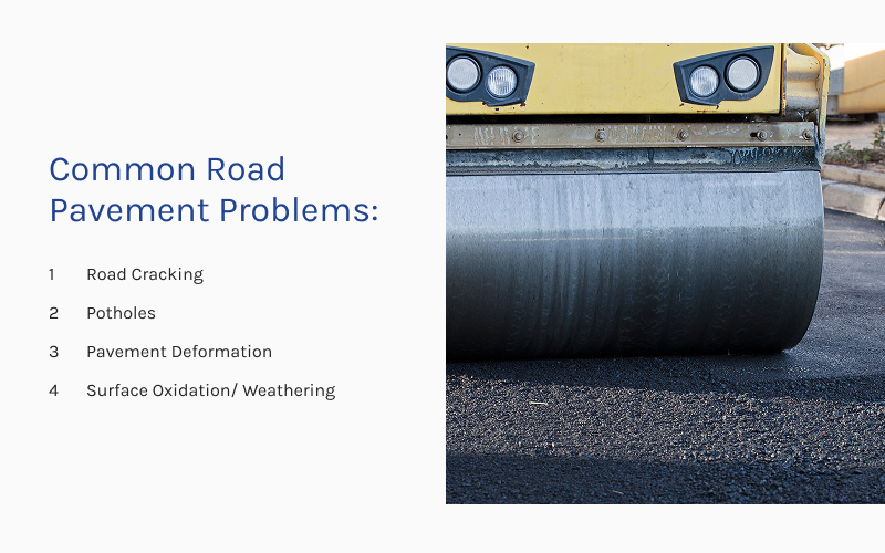 Educational graphic listing common road pavement problems