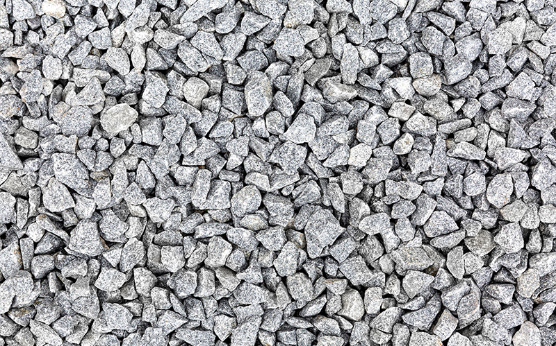 Top-down view of crushed granite aggregates